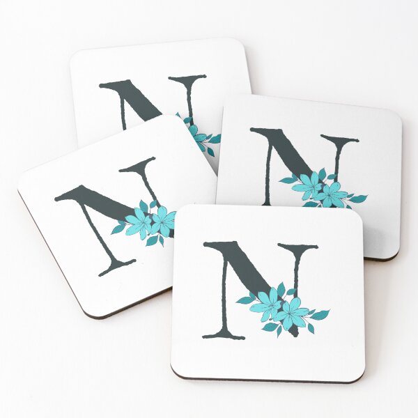 Item preview, Blue floral N monogram designed and sold by Coffee Lifestyle.