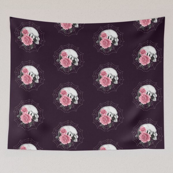 Item preview, Pink Skull Rose Spider Web Gothic Design designed and sold by Holisticfox.