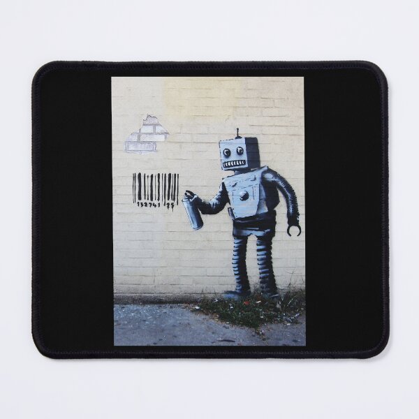 Item preview, Banksy graffiti smiling Robot and barcodes Better Out Than In New York City residency on brick wall  designed and sold by lenawlseysx.