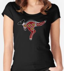 Aboriginal Art Kangaroo Women's Fitted Scoop T-Shirt