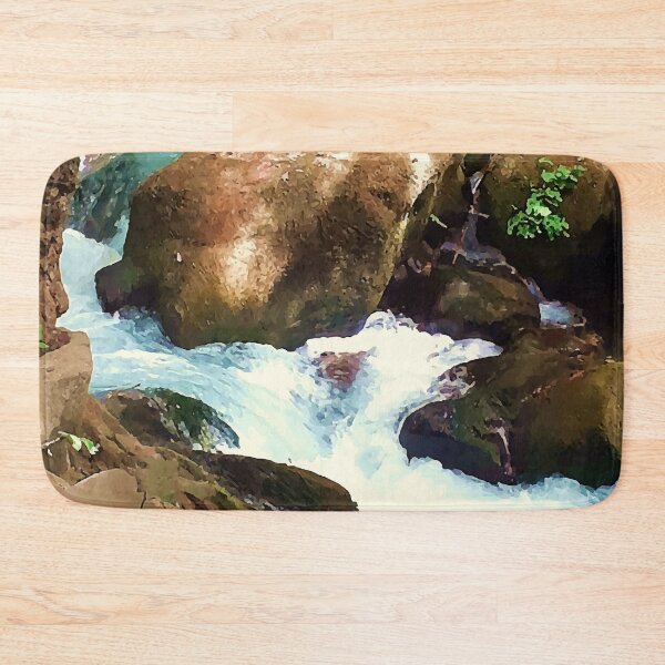 Item preview, River flow, rocks, vegetation, flow, river, water, turquoise, island, paradise, adventure, foam, blue, aqua, stones, summer, rain, xmas, holidays designed and sold by PrintedDreams.