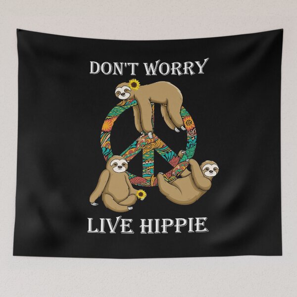 Item preview, Funny Hippie Sloth Lazy Life Peace Love Live Hippy Soul No Worries designed and sold by tuanitus.