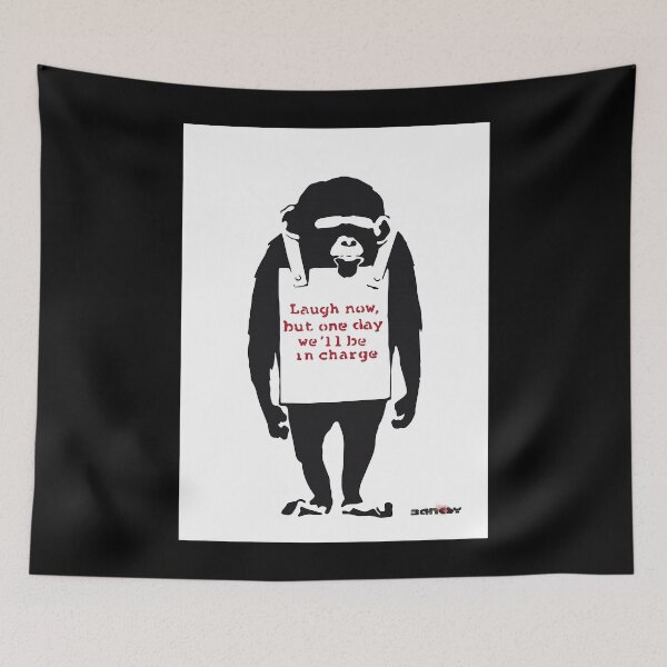 Item preview, Banksy Quote Monkey Chimpanze Laugh Now but one day we39ll be in charge Graffiti Street art  designed and sold by lenawlseysx.