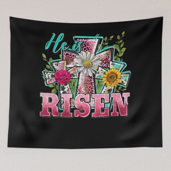 Item preview, Happy Easter He Is Risen Sunflower Leopard Cross Jesus  designed and sold by warrenmarit.