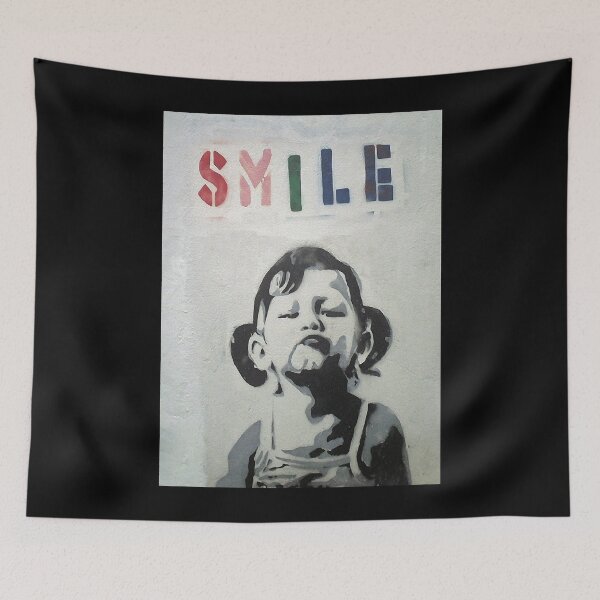 Item preview, Banksy Smile Girl Graffiti  designed and sold by lenawlseysx.