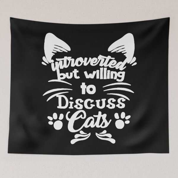 Aperçu de l'œuvre Introverti mais prêt à discuter des chats Introvertis drôles créée et vendue par Makebashington.