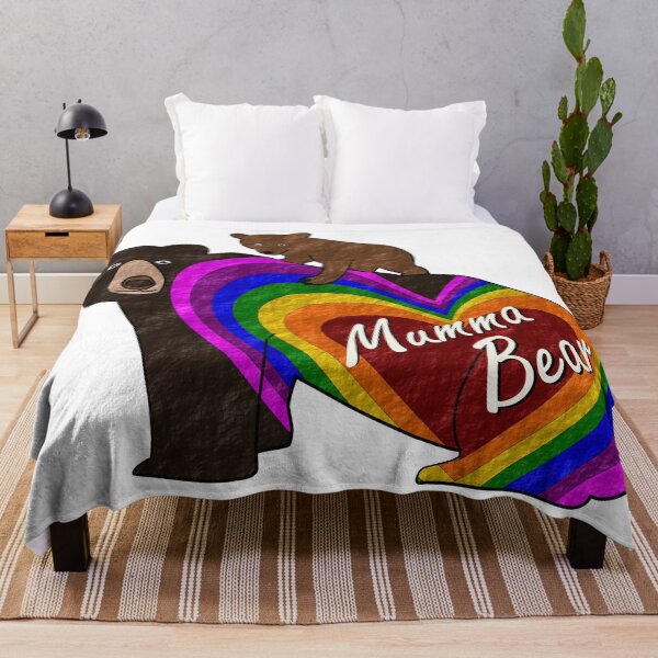 Item preview, Mumma bear with a baby bear on her back and a rainbow heart designed and sold by ValliaRose.