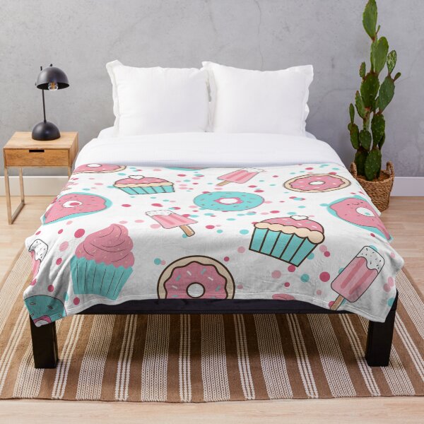 Item preview, Cupcake, Donut, Icecream Pattern (white-pink-blue) designed and sold by Dorina Larsdotter.