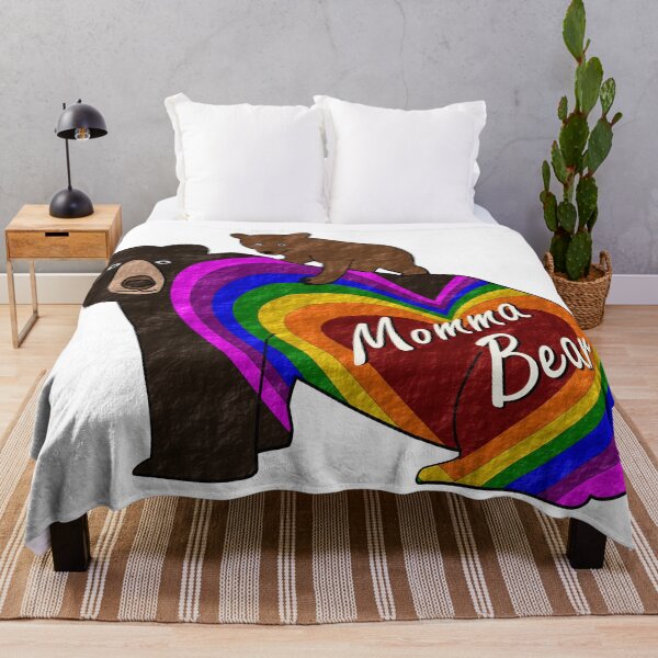 Item preview, Momma bear with a baby bear on her back and a rainbow heart designed and sold by ValliaRose.