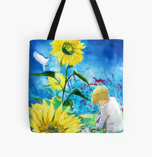 Item preview, Peace Love Sunflowers by Laura Rispoli Peaceful Dove Kindness to the Earth and Eachother art watercolor painting designed and sold by Laura-Rispoli.
