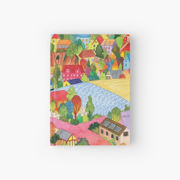 colorful village Hardcover Journal