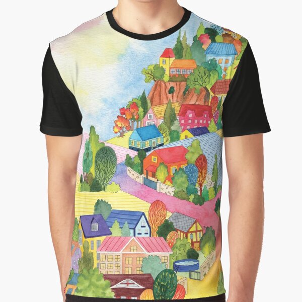 colorful village Graphic T-Shirt