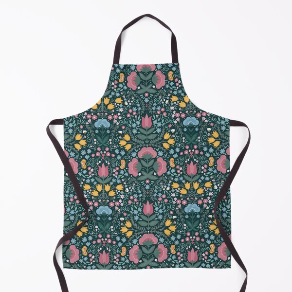 Item preview, Folk floral decor on dark background designed and sold by demonique.