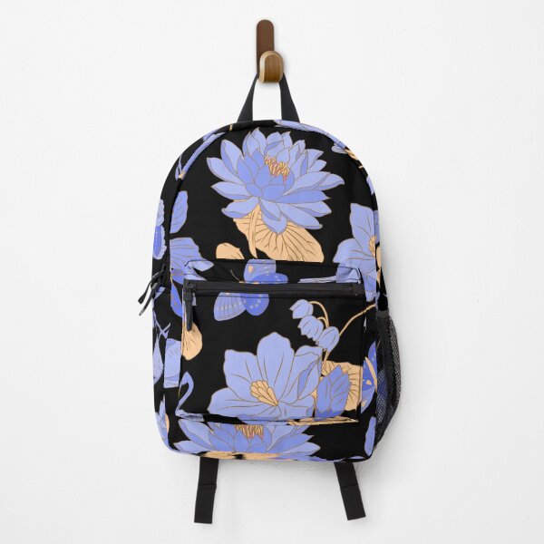 Item preview, Waterlilies with birds, flamingos, butterflies (black-blue) designed and sold by Dorina Larsdotter.