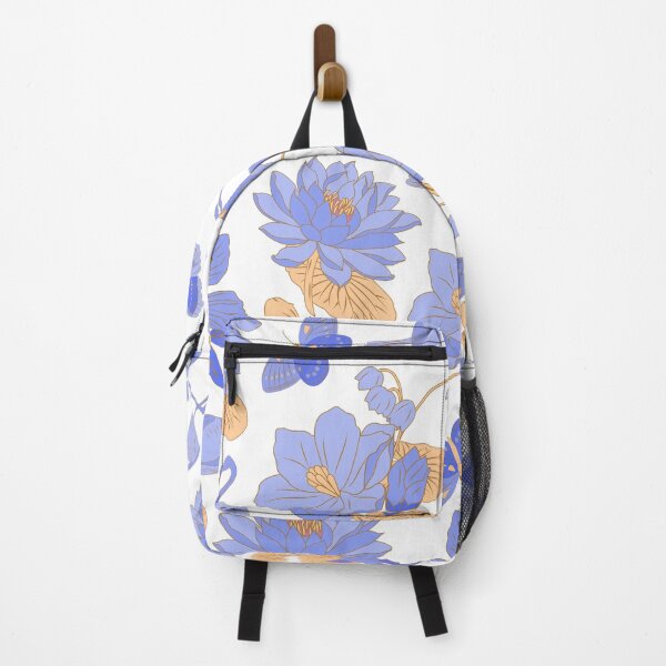 Item preview, Waterlilies with birds, flamingos, butterflies (white-blue) designed and sold by Dorina Larsdotter.