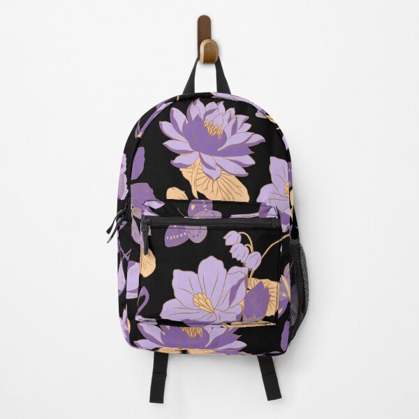 Item preview, Waterlilies with birds, flamingos, butterflies (black-purple) designed and sold by Dorina Larsdotter.