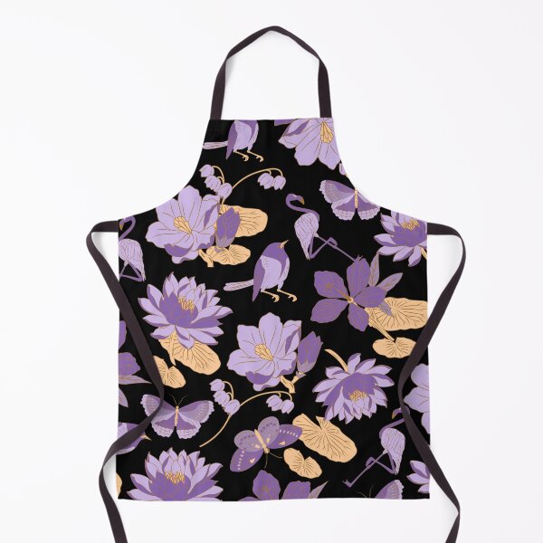 Item preview, Waterlilies with birds, flamingos, butterflies (black-purple) designed and sold by Dorina Larsdotter.