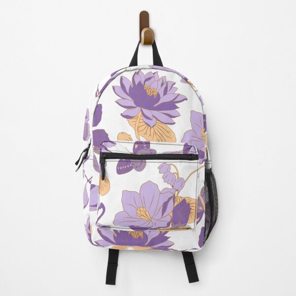 Item preview, Waterlilies with birds, flamingos, butterflies (white-purple) designed and sold by Dorina Larsdotter.