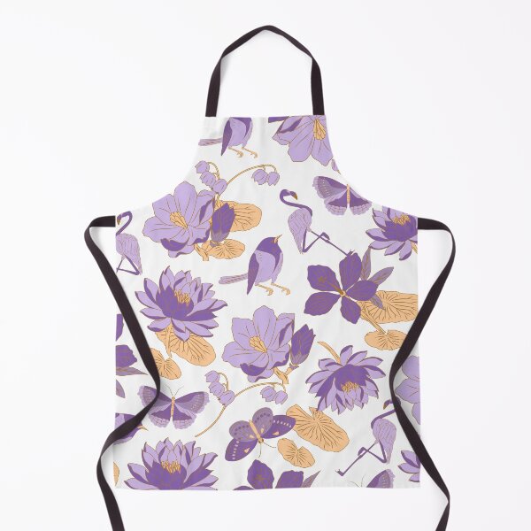 Item preview, Waterlilies with birds, flamingos, butterflies (white-purple) designed and sold by Dorina Larsdotter.