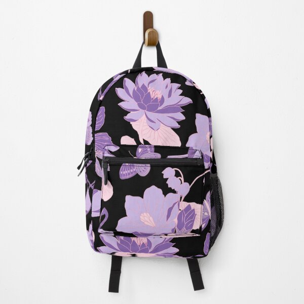Item preview, Waterlilies with birds, flamingos, butterflies (black-pink-purple) designed and sold by Dorina Larsdotter.