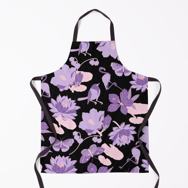 Item preview, Waterlilies with birds, flamingos, butterflies (black-pink-purple) designed and sold by Dorina Larsdotter.