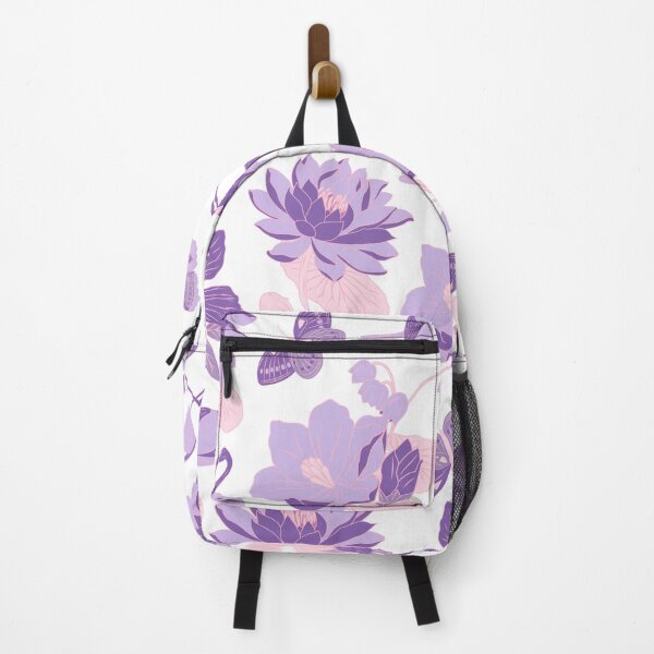 Item preview, Waterlilies with birds, flamingos, butterflies (white-pink-purple) designed and sold by Dorina Larsdotter.