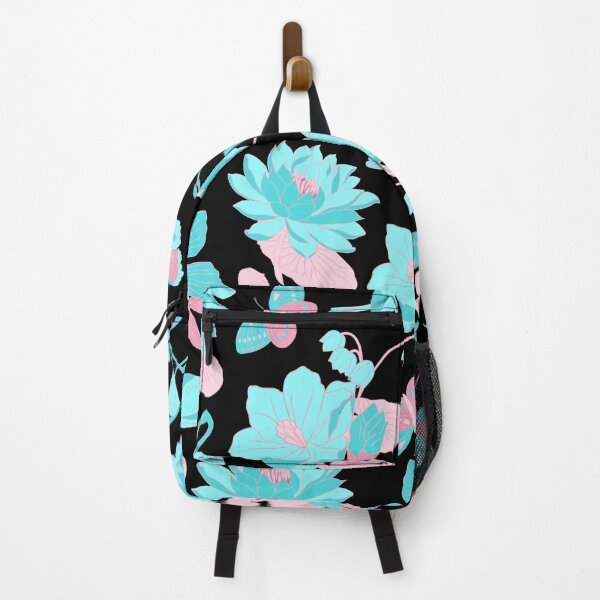 Item preview, Waterlilies with birds, flamingos, butterflies (black-pink-blue) designed and sold by Dorina Larsdotter.