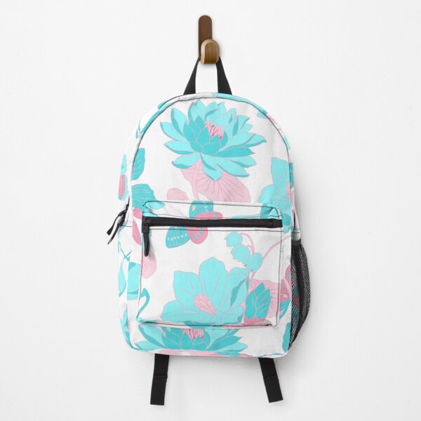 Item preview, Waterlilies with birds, flamingos, butterflies (white-pink-blue) designed and sold by Dorina Larsdotter.