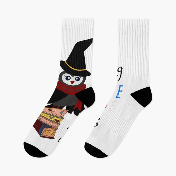 Item preview, An Owl with scarf & witch hat standing on a pile of books  designed and sold by Fanatic Nerd.