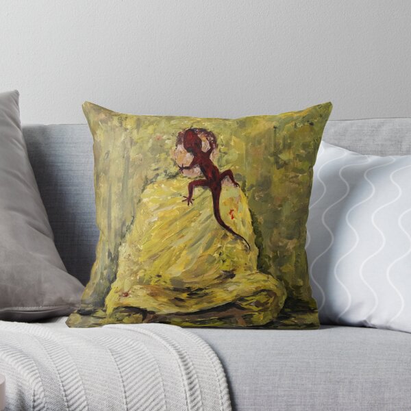 The Meditator and the Gecko Throw Pillow
