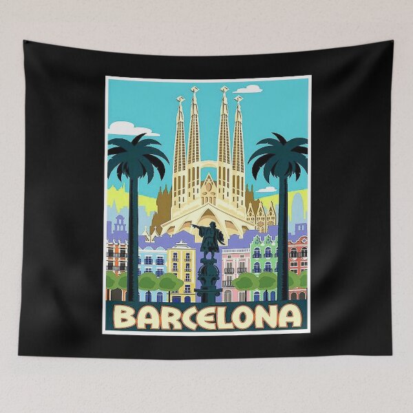 Item preview, BARCELONA SPAIN  Vintage Travel and Tourism Advertising Print  designed and sold by lenawlseysx.