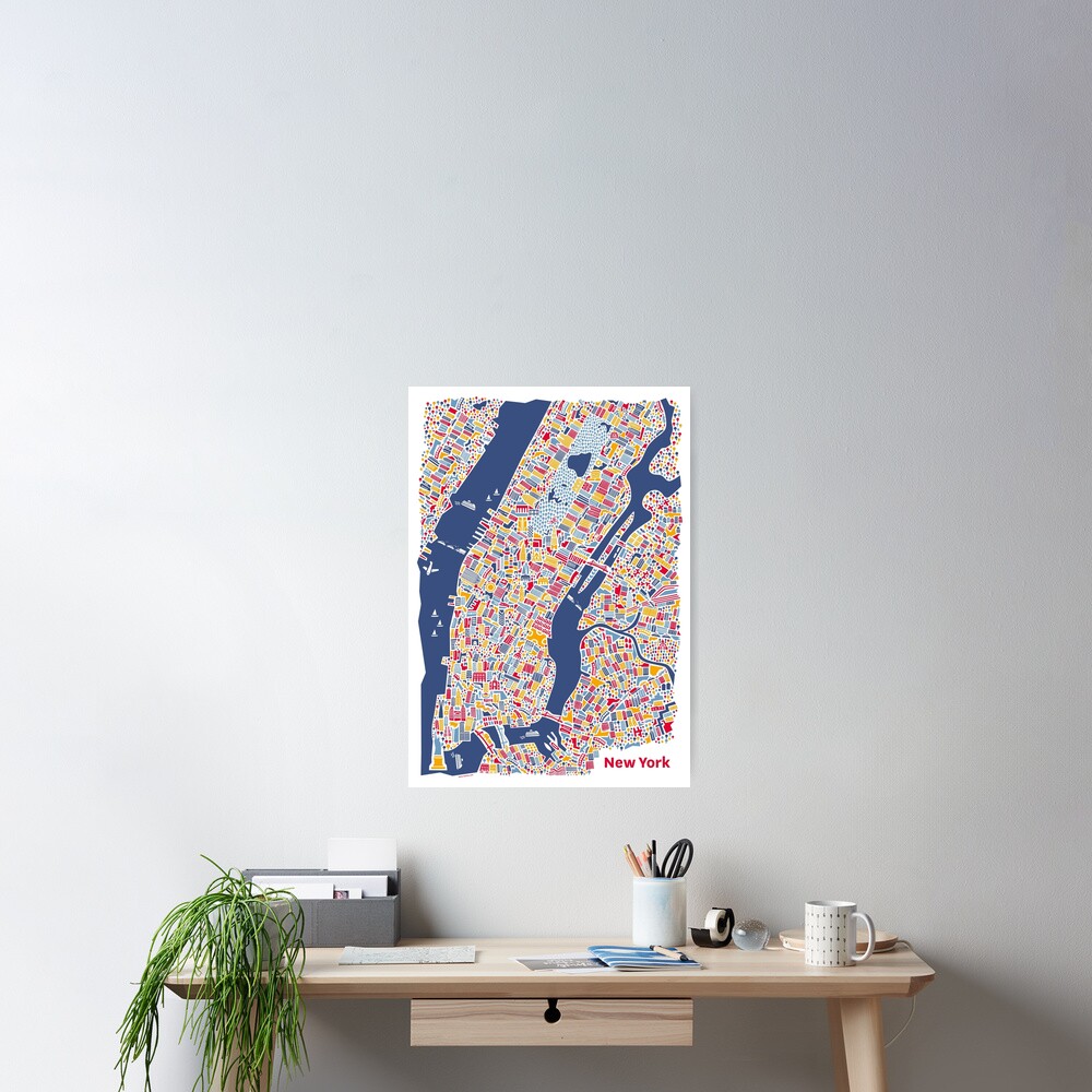 "New York City Map" Poster for Sale by Vianina | Redbubble