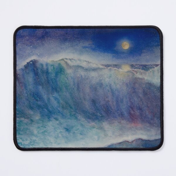 Item preview, Breaking Ocean Wave under Orange Mystical Full Moon. Original watercolour painting by Einar Aasen. designed and sold by Einar Aasen.