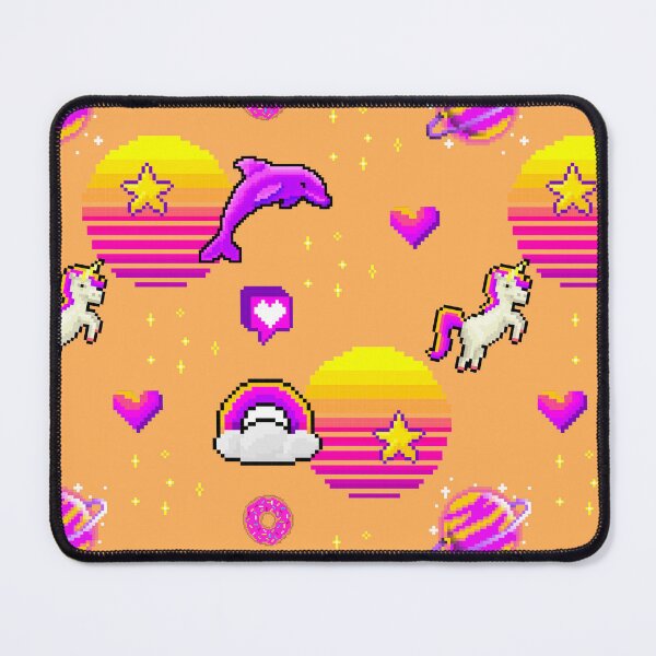 Item preview, Cute Pink & Orange Themed Pixel Art Magical Seamless Pattern designed and sold by GO SHIRT-TEE.