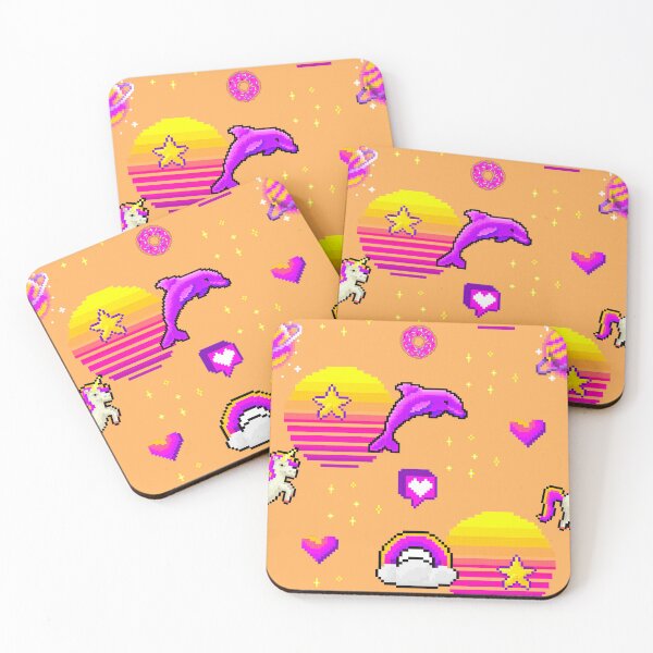 Item preview, Cute Pink & Orange Themed Pixel Art Magical Seamless Pattern  designed and sold by GO SHIRT-TEE.