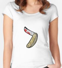 cartoon bloody folding knife Women's Fitted Scoop T-Shirt