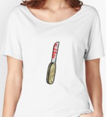 cartoon bloody folding knife Women's Relaxed Fit T-Shirt