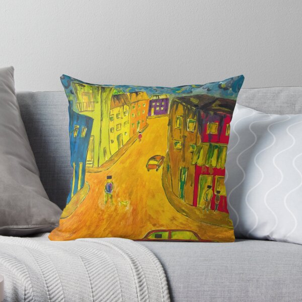 Colourful Street in the Fall Throw Pillow