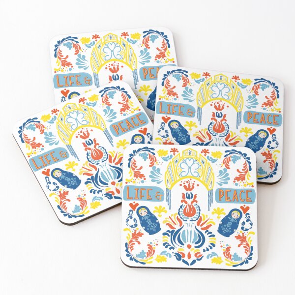 Item preview, Ukrainian folklore matryoshka and kokoshnik with  life and peace quote  designed and sold by InnaMGraphic.