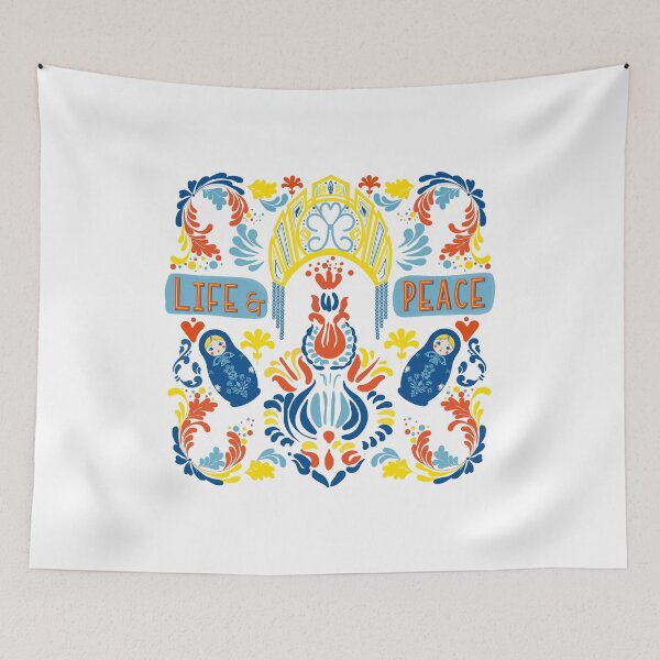Item preview, Ukrainian folklore matryoshka and kokoshnik with  life and peace quote  designed and sold by InnaMGraphic.