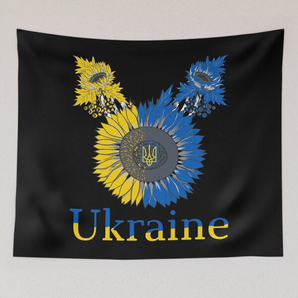Aperçu de l'œuvre Ukraine Floral Ukrainiens Tournesol Rétro Drapeau Ukrainien créée et vendue par r-silver.