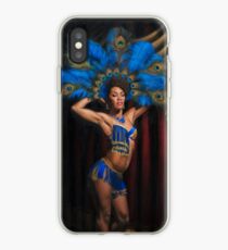 Jeez Loueez Burlesque Dancer with Peacock Headdress iPhone Case