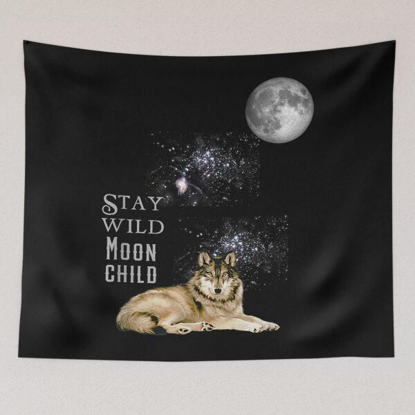 Item preview, Stay Wild Moon Child with Wolf and Moon Graphic Novelty designed and sold by KuylerKnight.