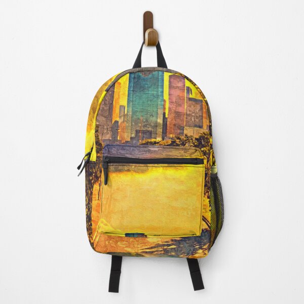 Item preview, Skyline of downtown Houston, Texas, at sunset - impasto oil painting designed and sold by NickoPrints.