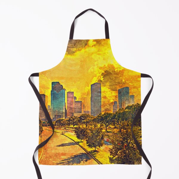 Item preview, Skyline of downtown Houston, Texas, at sunset - impasto oil painting designed and sold by NickoPrints.