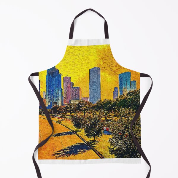 Item preview, Skyline of downtown Houston, Texas, at sunset - impressionist painting designed and sold by NickoPrints.