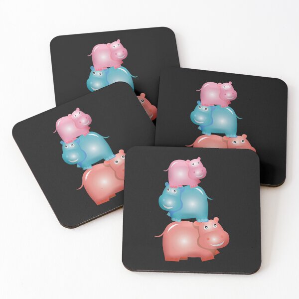 Item preview, three cute happy colorful hippos designed and sold by DahliaBlanche.