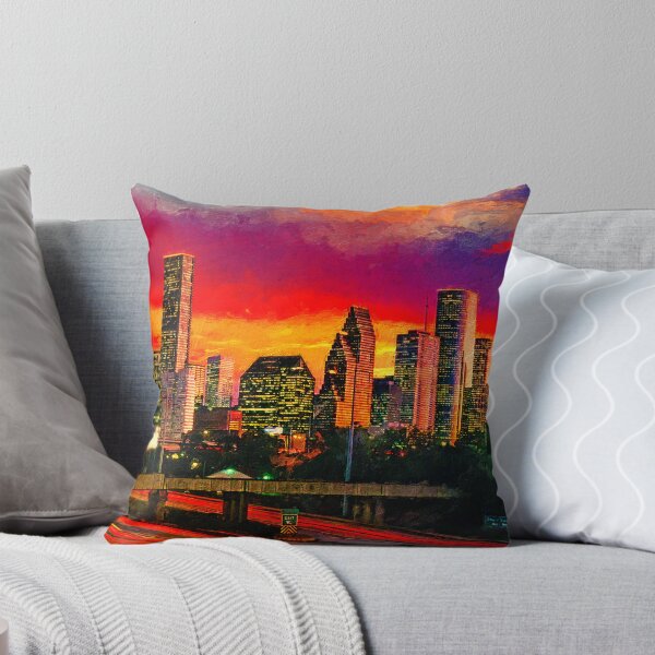 Item preview, Skyline of downtown Houston, Texas, in the evening designed and sold by NickoPrints.