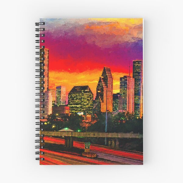 Item preview, Skyline of downtown Houston, Texas, in the evening designed and sold by NickoPrints.