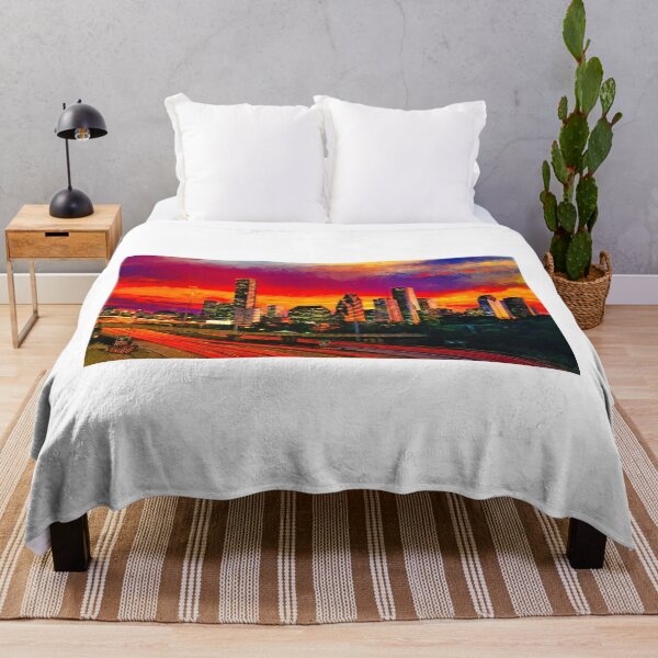 Item preview, Skyline of downtown Houston, Texas, in the evening designed and sold by NickoPrints.